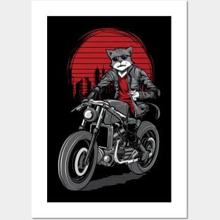 Cat rider motorbike Posters and Art